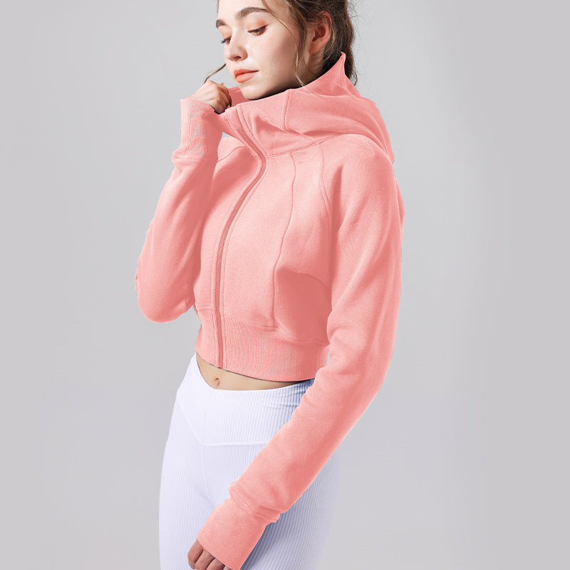 Hooded Fitness Sports Top and Fleece Warm Loose Jacket