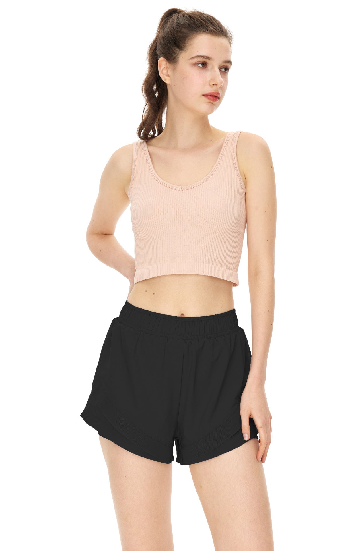 Colorful Breathable quick-drying Stitching High-Waisted Shorts