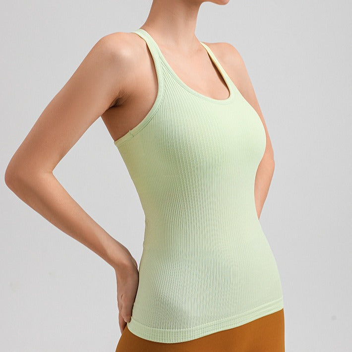 Nude Vest High Elastic thread top seamless ebb